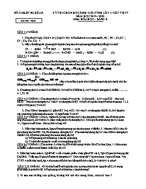 Đề thi thử chọn học sinh giỏi tỉnh môn Hóa học Lớp 11 cấp THPT - Bảng B - Năm học 2019-2020 - Sở giáo dục và đào tạo Nghệ An